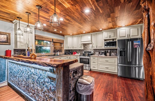 Sevierville Cabin | Private Smoky Mountain Retreat - Heated Pool, Fishing Pond & Event Space!