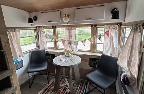 Lava Hot Springs House | Retro Camper king and 2 twin size beds