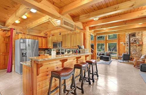 Blanco House | Rim Rock I Blanco, Log Cabin , Pool, Hot Tub, 10 acres of Nature to Explore