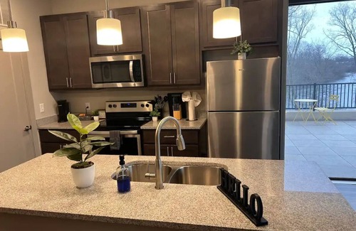 Indianapolis Apartment | River Views & Monon Trail Steps Away: Chic Oasis