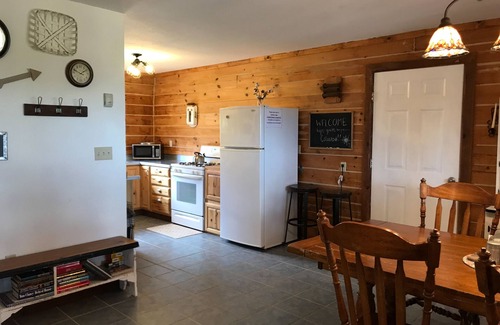 Alpine Village Cabin | Rustic and charming dog-friendly mountain retreat with deck, W/D, & amazing view