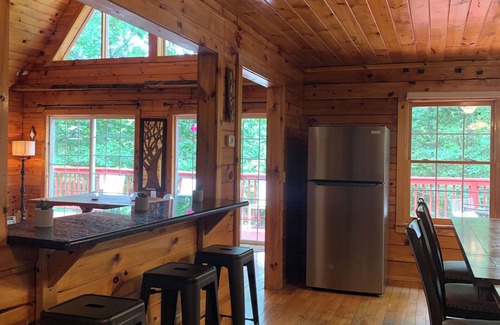 White Haven Cabin | Secluded, Bachelor parties, Pocono Cabin over Lehigh River, sleeps 20, hot tub
