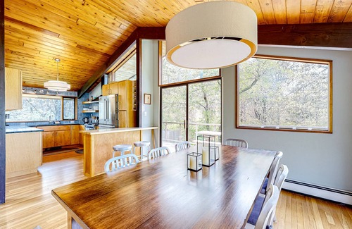 Chilmark House | Secluded mid-century home with wraparound deck, yard, grill, partial AC, & W/D