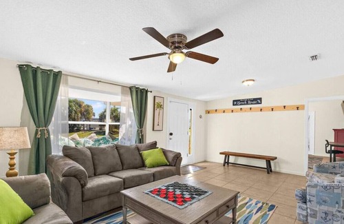 South Patrick Shores House | Seven Bedroom Home & Private Studio | POOL, PATIO, FIREPIT, WALK TO THE BEACH