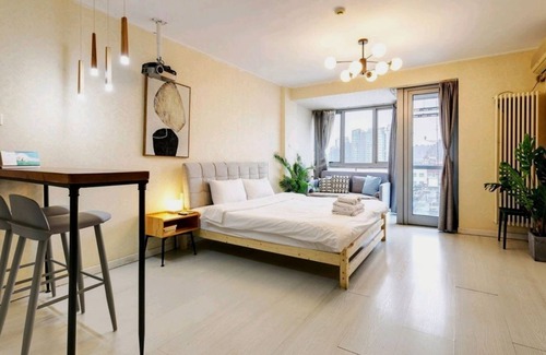 Downtown Beijing Apartment | Shiny Movie Night High Rise View