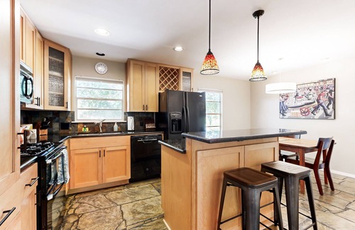 Galindo House | Single-story home with furnished patio, fast WiFi, washer/dryer, & central AC