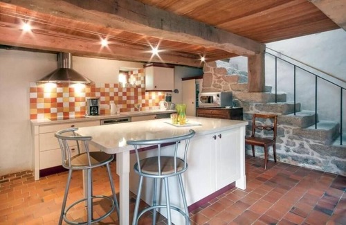 Cleder House | Small manoir fireplace private pool courtyard