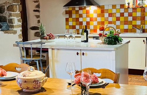 Cleder House | Small manoir fireplace private pool courtyard