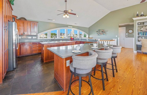 Wind Over Waves House | Soundfront Salvo Home w/Saltwater Pool, Hot Tub, Elevator, Theater, Tiki Bar