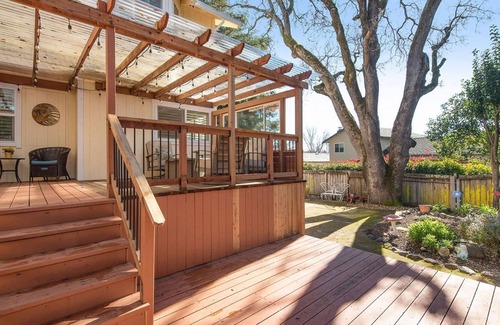 Santa Rosa House | Spacious group getaway with fenced yard, firepit, deck & outdoor dining area