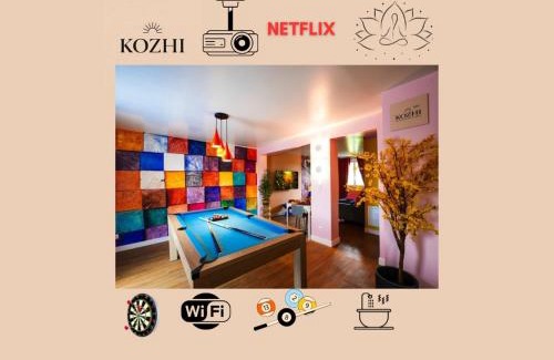 Plouay Apartment | Suite romantique et Cosy - Bretagne - Balnéo privée, fléchettes, Billard et vidéoprojecteur