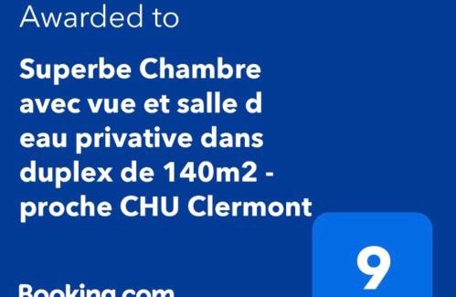 Teilhard House | Superbe Chambre avec vue et salle d eau privative dans duplex de 140m2 - proche CHU Clermont