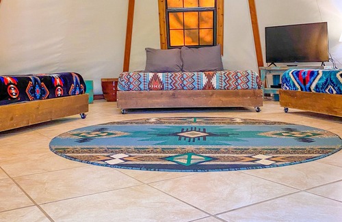 Seguin Cottage | Teepee 0 is a Cozy Teepee at Geronimo Creek Retreat with Kitchenette