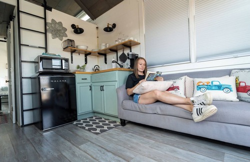 Meeker House | Tiny Home with one Queen bed on main floor and one Queen bed in loft. Sleeps: 4