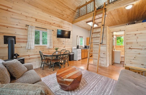 Bigfork Cabin | Tiny house with sleeping loft, full kitchen and 3/4 Bathroom with Sauna! - Pet Friendly!