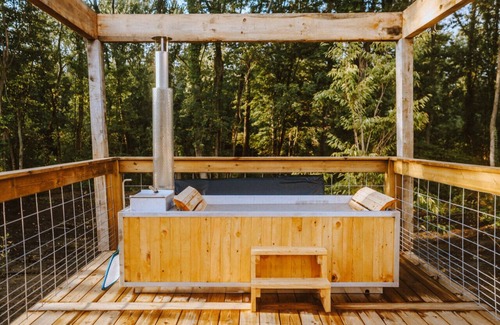 Sodus Cabin | Treehouse 1 · Honeymoon Treehouse Retreat with Hot Tub