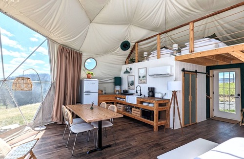 Cobleskill Cabin | Unique Geodesic Dome Retreat nestled on an Agroforestry Farm