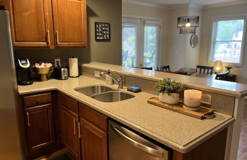 Helen Apartment | WALK to Oktoberfest! Elevator & 2 BDRMS just off Main St.