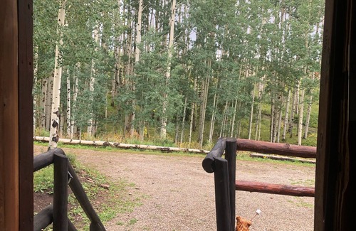 Dolores Cabin | Wolf Den Cabin is cozy and rustic that overlooks the beautiful aspens trees.