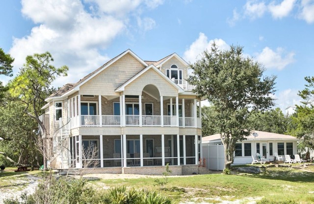 3-Story Oceanfront Brick Home on St. Teresa Beach | 2 outdoor showers, 2 kitchen