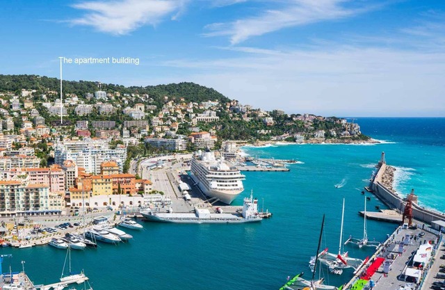 Apartment with a swimming pool and a beautiful view of the sea, city & mountain.