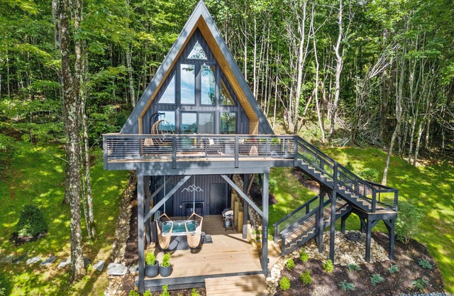 Ascent A-Frame Modern Treehouse with Hot Tub and Views