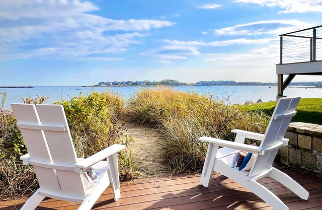Beachfront Scituate Harbor view home short walk to downtown cafes & Lighthouse