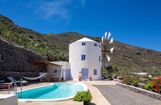 Blue Windmill Santorini luxury villa with private pool and sea view