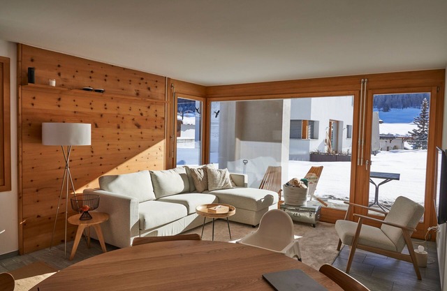 Chesa Pradels with garden seating area