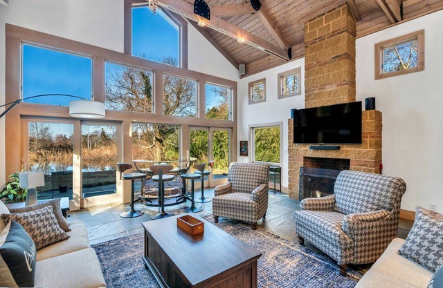 Chic Mattituck waterfront home with beautiful views, slate patio, heated...