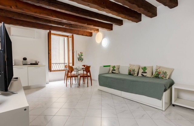 Comfortable 55 sqm studio apartment, capable of hosting up to 4 people, located on the ground floor of a period building.The property is located in the historic center of Cagliari, within the Castello district, in an area full of services and well connec