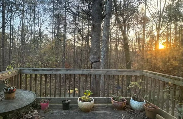 Cozy 3 bedroom 2 bath home with wooded deck view, fenced yard, allows pets!