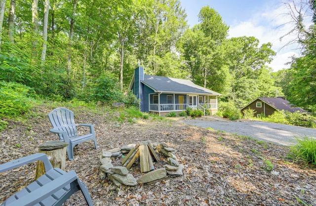 Creek View + Hot Tub: Woodsy Maggie Valley Cottage
