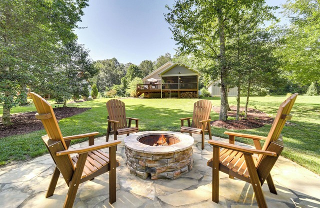 Deck + Mtn Views: Riverfront Cullowhee Home