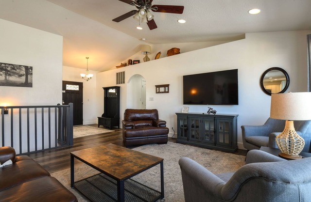 Desert and Mountain Views from this large home set up to be your Moab home base