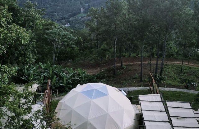 Enjoy the sounds of nature and the waterfall when you stay in this unique place.
