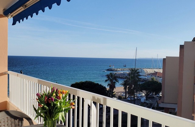 Fréjus-Plage, Sea view, T2, 38m2, 4 people, refurbished, air conditioning, magnificent