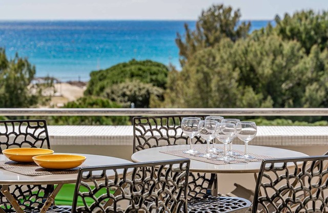 Full sea view, beach across, terrace 15 m², WIFI.