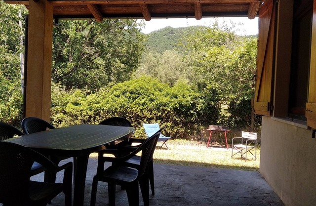 House with garden on the Laga Mountains, near forest, river, mountain trails