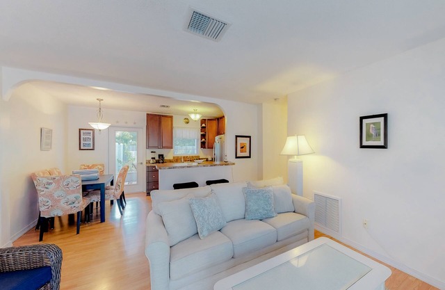 Island villa with heated private pool, tranquil courtyard, easy beach access