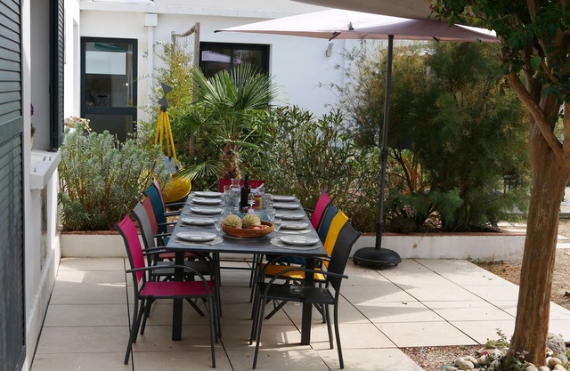 Large family home with garden in town center, less than 250m from the beach.