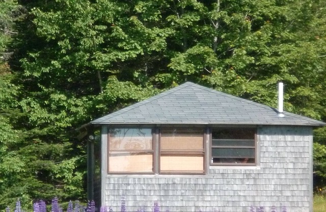 log cabin by the sea