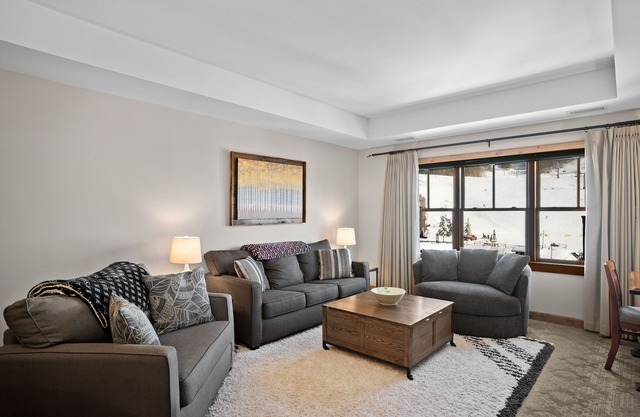 Luxury condo @ resort base: views, pool, hot tub, sauna, gym, bike & hike