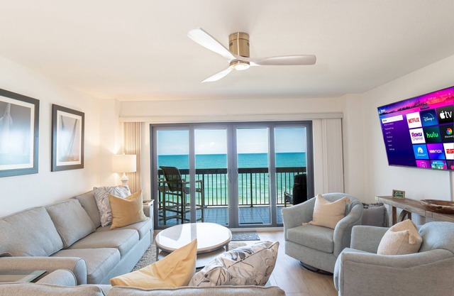 Luxury direct oceanfront corner with a large private balcony, heated pool and garage