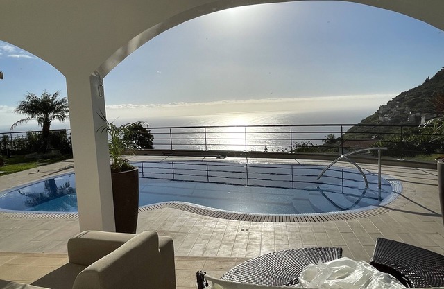Luxury villa with private heated pool, garden and views of the sea and mountains