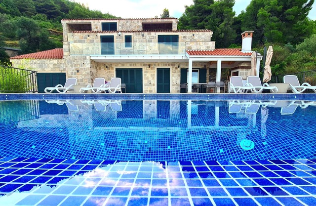 Magnificent new Villa Tofta on Lopud, Croatia. Sea views from the infinity pool