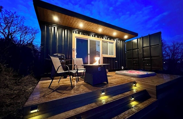 Modern Container Tiny Home Private Hot Tub