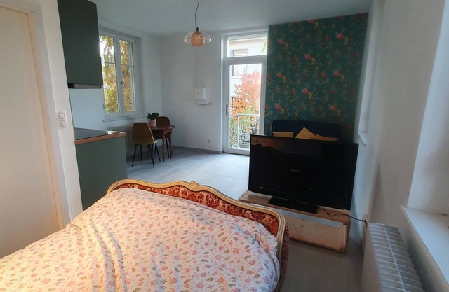 Modern studio in 1930s house with character