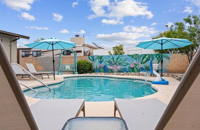 Pet-friendly outdoor entertainment and relaxation by private pool and more