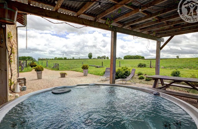 Stone and wood house with spa and sauna in nature